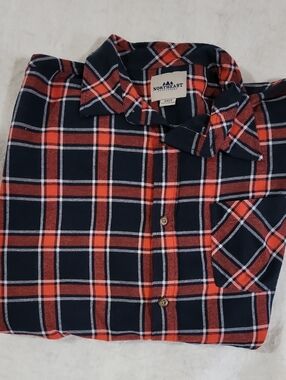 Northeast Outfitters Navy & Orange Plaid Button-Up Shirt 2XTL